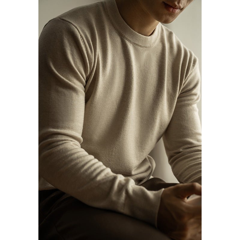 Tencel Wool Autumn And Winter Round Neck Long Sleeve Sweater Men - Alpaca House
