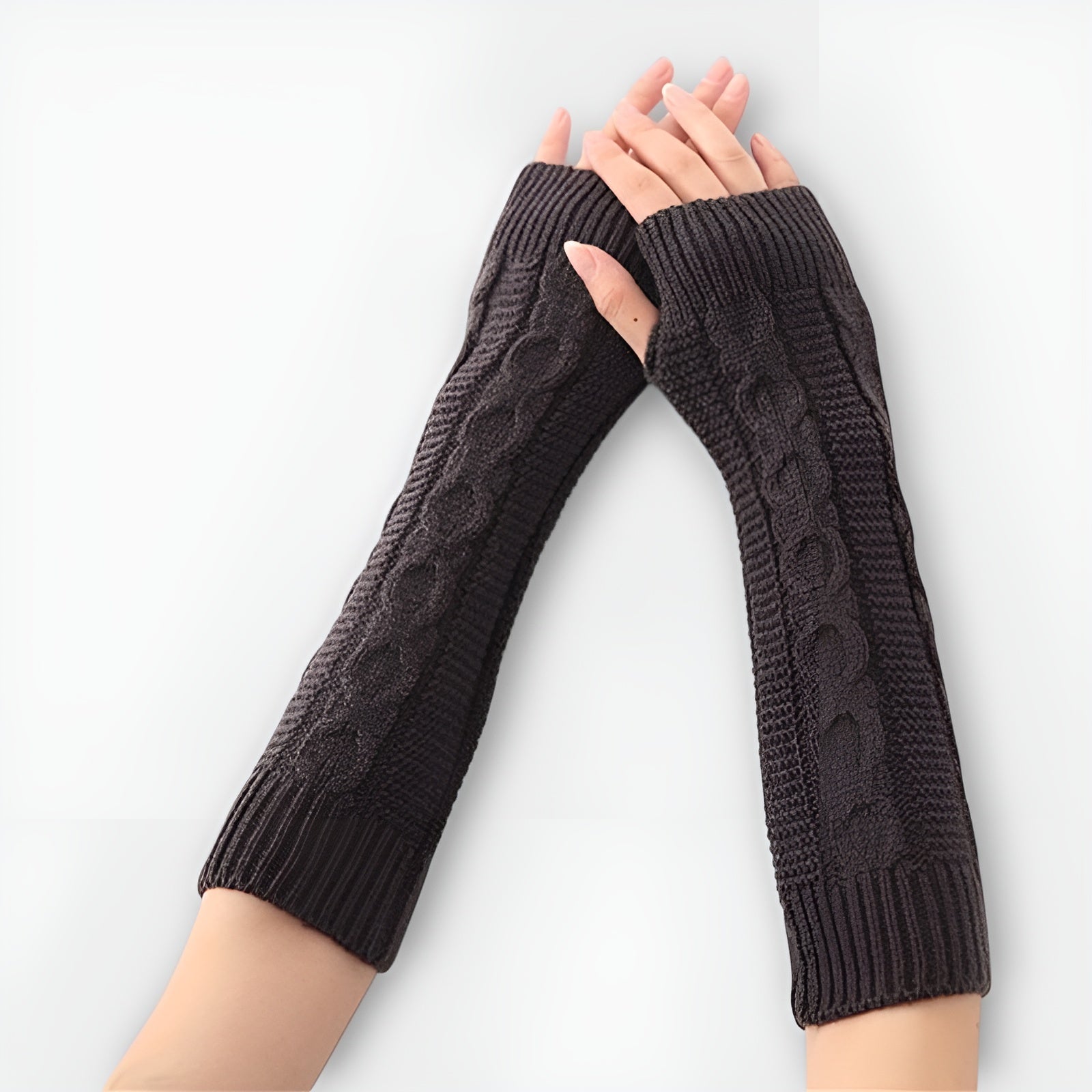 Thick Wool Fingerless Gloves Unisex 8 - Line Hemp Knit Half - Finger Winter Warmers - Alpaca House