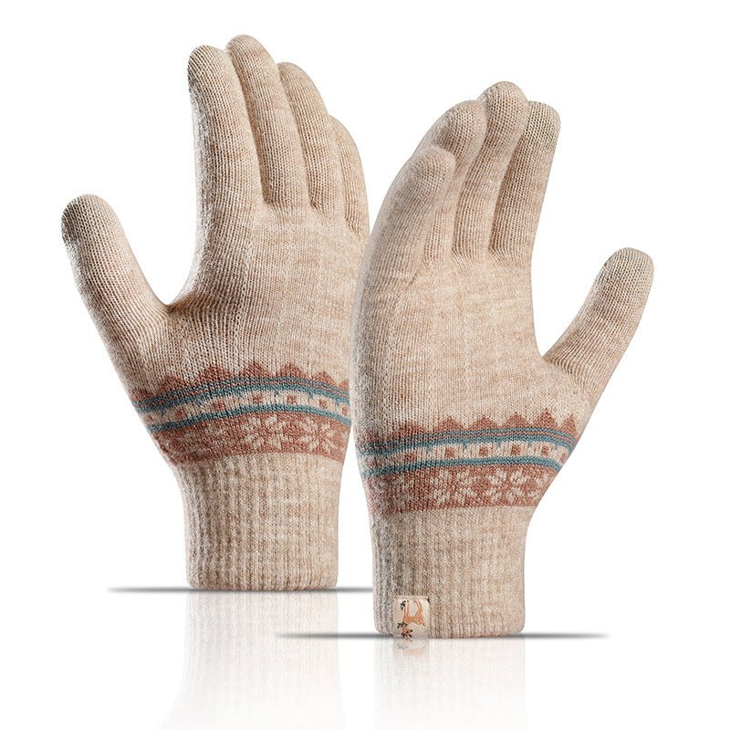 Thick Wool Jacquard Student Touch Screen Gloves - Alpaca House