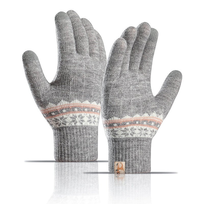Thick Wool Jacquard Student Touch Screen Gloves - Alpaca House
