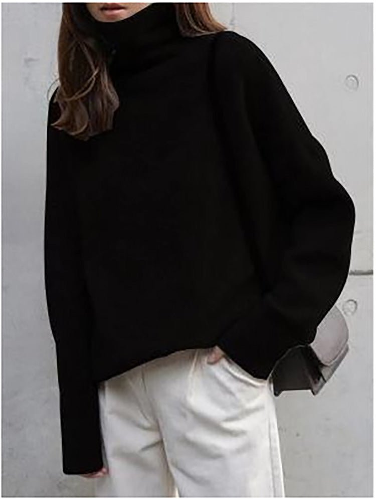Turtleneck Pure Cashmere Sweater Women Thick Sweater Loose - Alpaca House