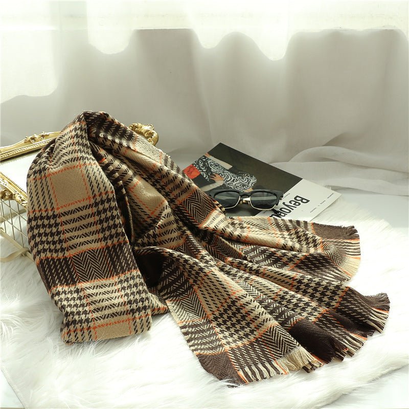 Warm cashmere plaid shawl scarf - Alpaca House