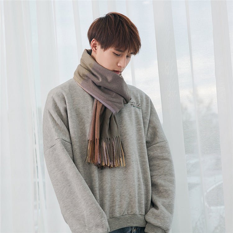 Warm Tassel Plaid Bristle Scarf - Alpaca House