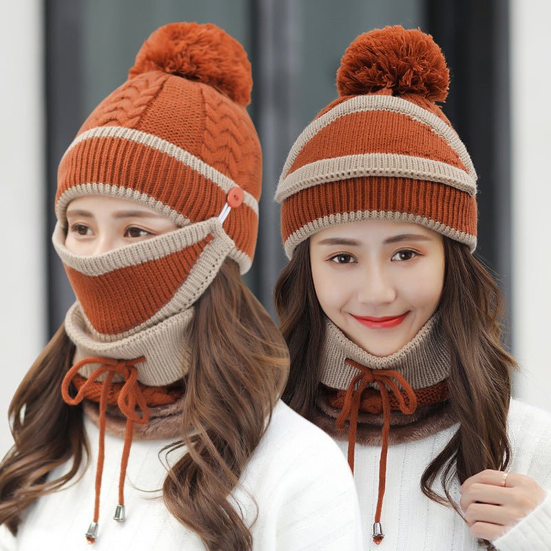 Winter Hat For Women 3pcs Knitted Beanie Hat Scarf Set Warm Hat - Alpaca House