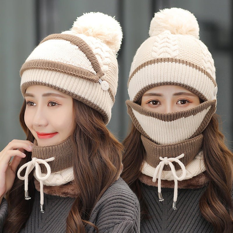 Winter Hat For Women 3pcs Knitted Beanie Hat Scarf Set Warm Hat - Alpaca House