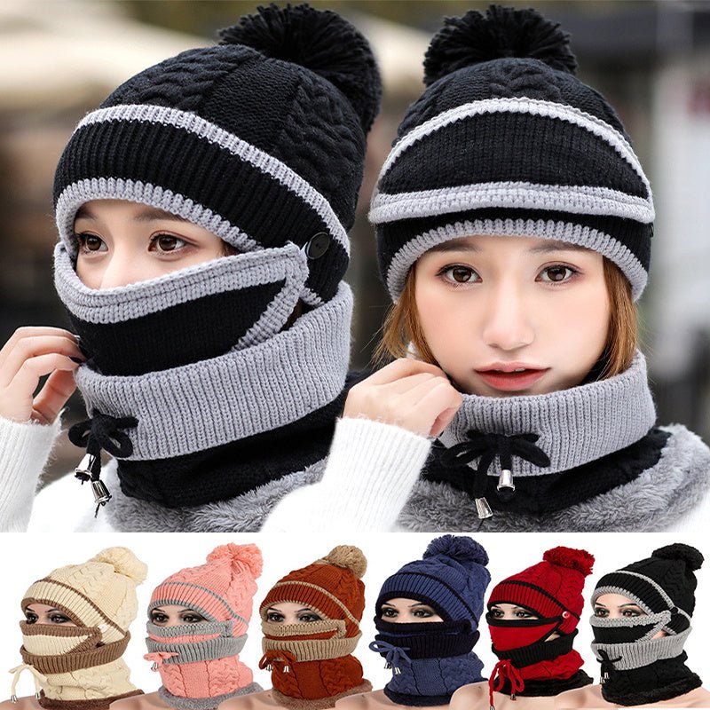 Winter Hat For Women 3pcs Knitted Beanie Hat Scarf Set Warm Hat - Alpaca House