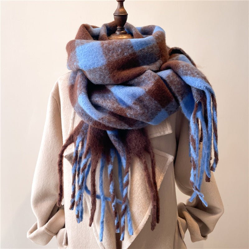 Winter Scarf Plaid Men's And Women's Warm Scarf - Alpaca House