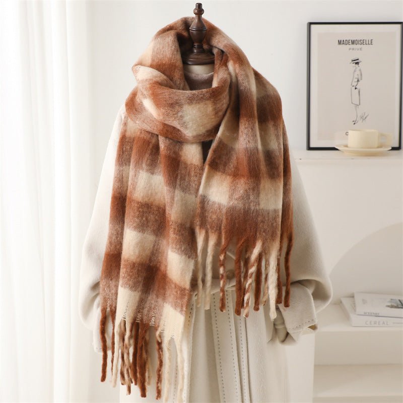 Winter Scarf Plaid Men's And Women's Warm Scarf - Alpaca House