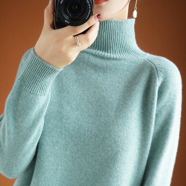 Women’s Loose Thick Wool Turtleneck Sweater - Alpaca House