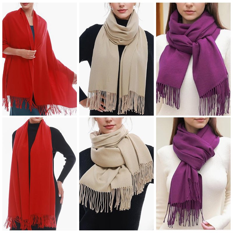 Women's Solid Color Scarf Tassel Scarf - Alpaca House