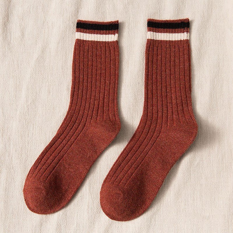 Women's Thickened Color Contrast Simple Wool Socks - Alpaca House