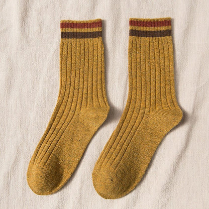 Women's Thickened Color Contrast Simple Wool Socks - Alpaca House