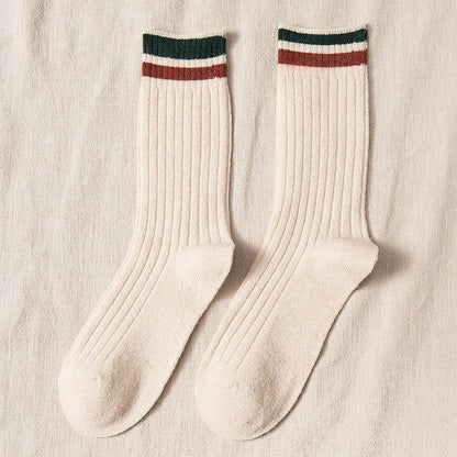 Women's Thickened Color Contrast Simple Wool Socks - Alpaca House