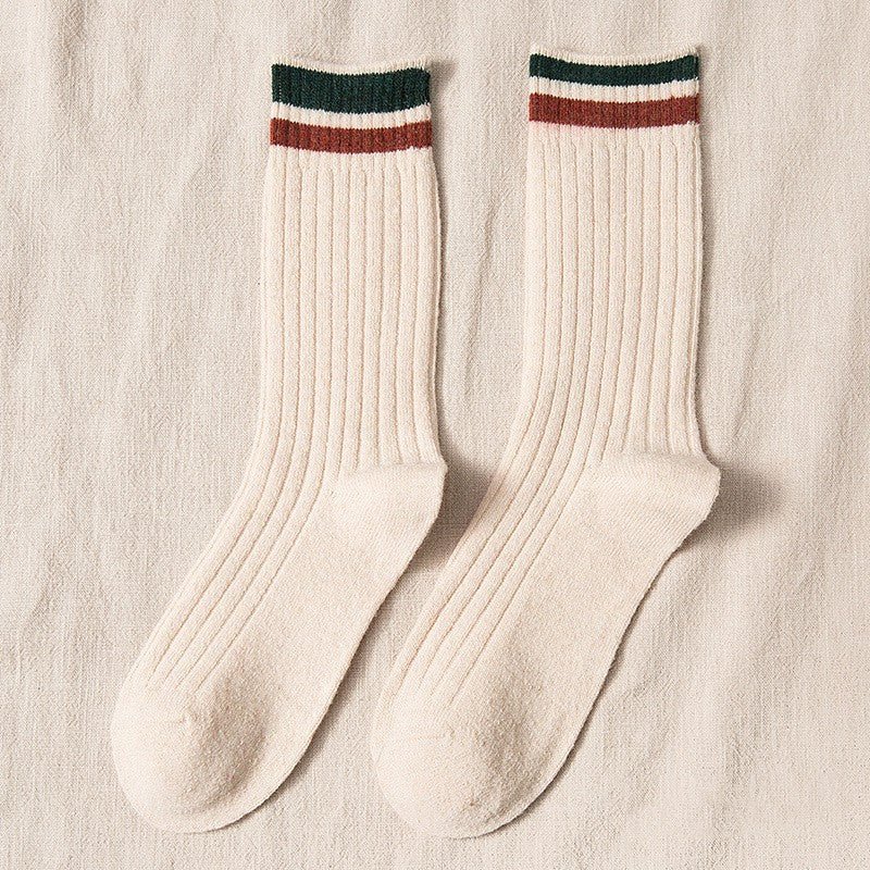 Women's Thickened Color Contrast Simple Wool Socks - Alpaca House