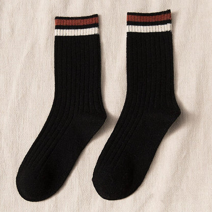 Women's Thickened Color Contrast Simple Wool Socks - Alpaca House