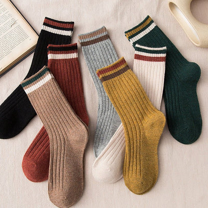 Women's Thickened Color Contrast Simple Wool Socks - Alpaca House