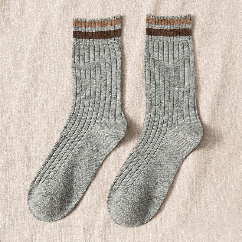 Women's Thickened Color Contrast Simple Wool Socks - Alpaca House