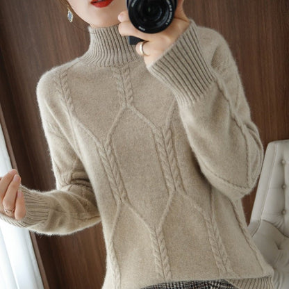 Women's Thickened Turtleneck Wool Bottoming Sweater - Alpaca House