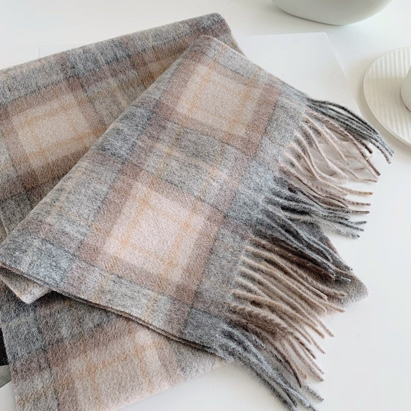 Women's Versatile Fashion Wool Plaid Scarf - Alpaca House