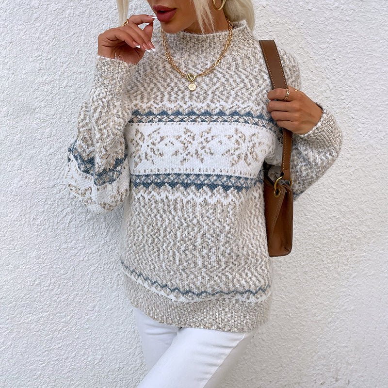 Women’s Winter Snowflake Half - Turtleneck Sweater - Alpaca House