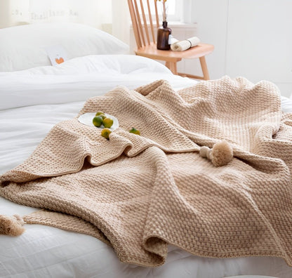 Wool Knit Fringed Blanket Nordic - Style Soft Warmth for Office & Home Comfort - Alpaca House