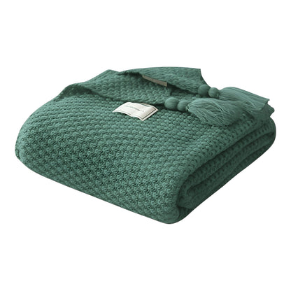 Wool Knitted Blanket Soft Fringed Elegance for Cozy Warmth - Alpaca House