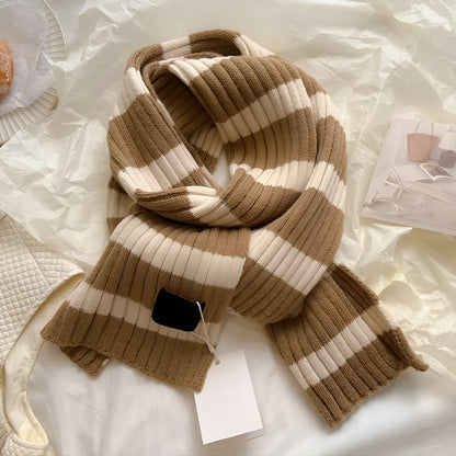 Wool Knitted Striped Scarf Warm, Soft Comfort with Modern Textured Style - Alpaca House