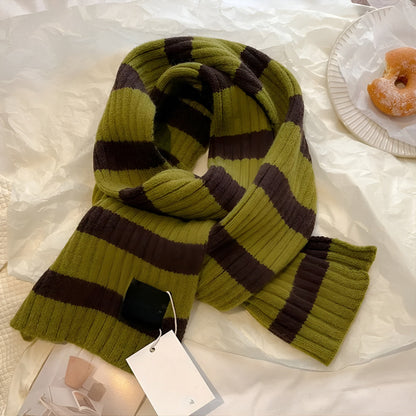 Wool Knitted Striped Scarf Warm, Soft Comfort with Modern Textured Style - Alpaca House