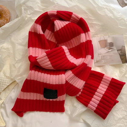 Wool Knitted Striped Scarf Warm, Soft Comfort with Modern Textured Style - Alpaca House