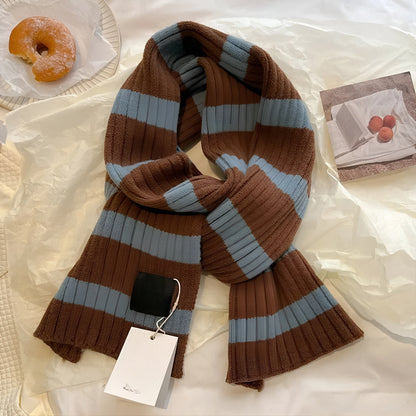Wool Knitted Striped Scarf Warm, Soft Comfort with Modern Textured Style - Alpaca House