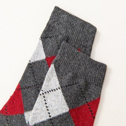 Wool Lined Socks With Flat Dotted Lines - Alpaca House