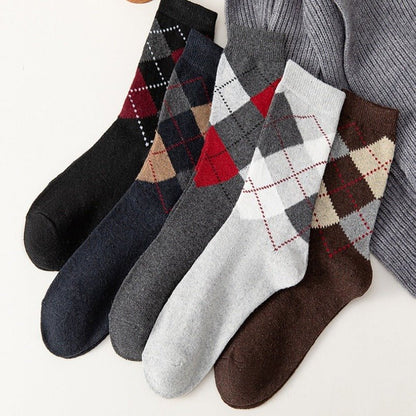 Wool Lined Socks With Flat Dotted Lines - Alpaca House