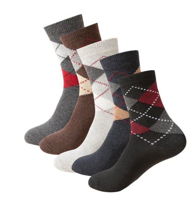 Wool Lined Socks With Flat Dotted Lines - Alpaca House