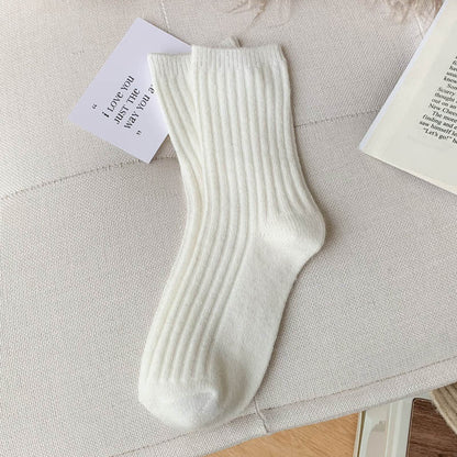 Wool Thickened Women's Medium Tube Solid Color Socks - Alpaca House