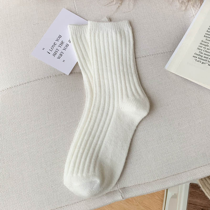 Wool Thickened Women's Medium Tube Solid Color Socks - Alpaca House