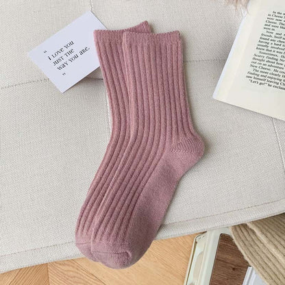 Wool Thickened Women's Medium Tube Solid Color Socks - Alpaca House