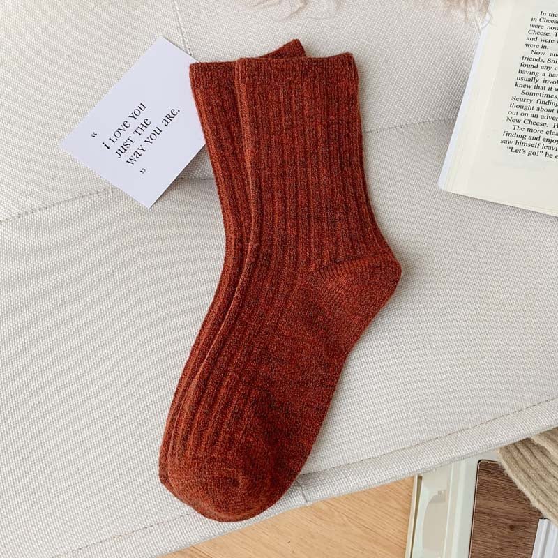 Wool Thickened Women's Medium Tube Solid Color Socks - Alpaca House