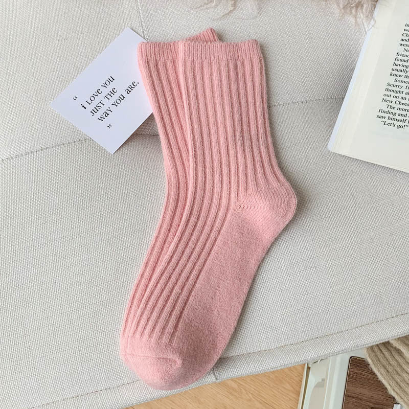 Wool Thickened Women's Medium Tube Solid Color Socks - Alpaca House