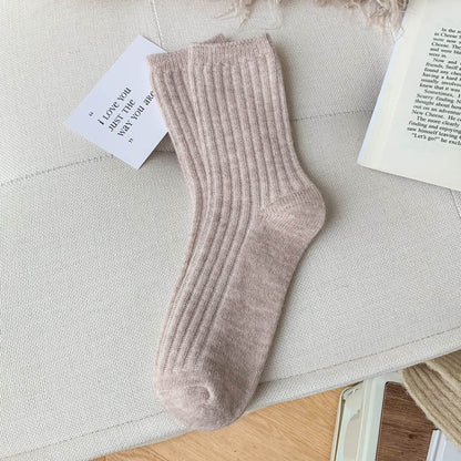 Wool Thickened Women's Medium Tube Solid Color Socks - Alpaca House