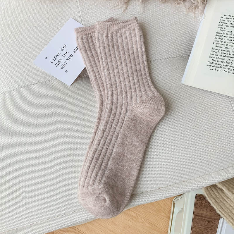 Wool Thickened Women's Medium Tube Solid Color Socks - Alpaca House