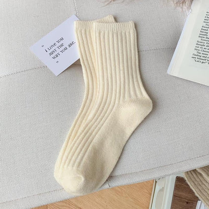 Wool Thickened Women's Medium Tube Solid Color Socks - Alpaca House