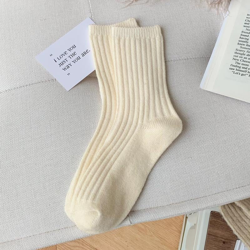 Wool Thickened Women's Medium Tube Solid Color Socks - Alpaca House
