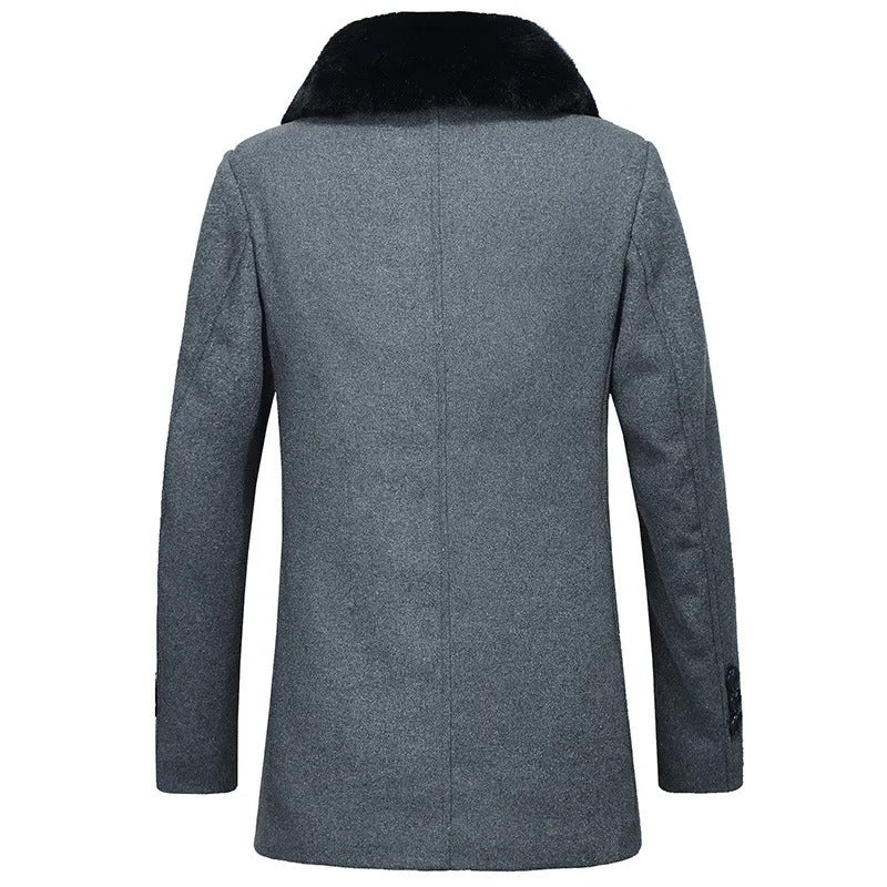 Woolen Winter Coat with Plush Collar Elevated Warmth for Men - Alpaca House