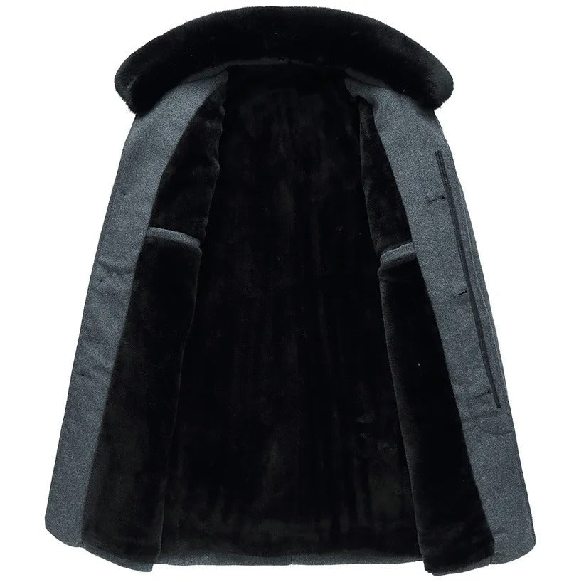 Woolen Winter Coat with Plush Collar Elevated Warmth for Men - Alpaca House