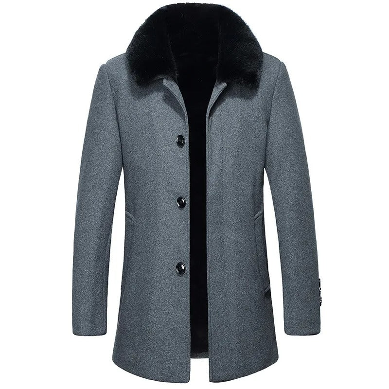 Woolen Winter Coat with Plush Collar Elevated Warmth for Men - Alpaca House