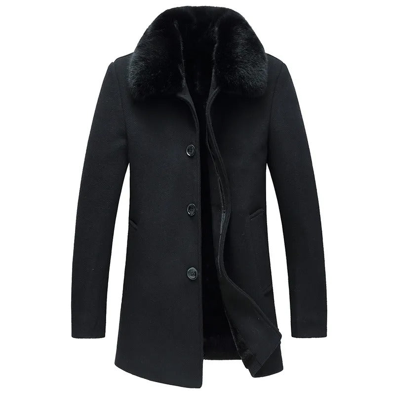 Woolen Winter Coat with Plush Collar Elevated Warmth for Men - Alpaca House