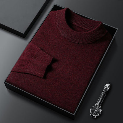 Worsted All Wool Sweater Solid Color Simple Knitwear - Alpaca House